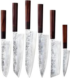 HARAHU Set de cuțite de bucătărie din oțel damasc DR-39200 - 6 buc / Maro / Negru KP39200
