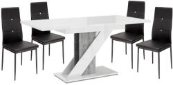 Proda Maasix WGS Szürke-Magasfényű Fehér Z 4 személyes étkezőszett Fekete Elvira székekkel N
