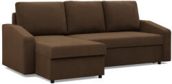 Greensite Zeus sarokkanapé, 2 ágyneműtartóval, döntött kartámasz, szövet anyag, univerzális oldal, hab töltet, barna - primbutor