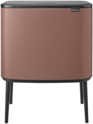Brabantia Bo Touch Bin nyomófedeles szelektív kuka, 11+23L, acél, szaténrózsaszín taupe (234064)