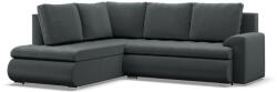 Greensite Tokio sarokkanapé, L alakú háttámlával, 2 ágyneműtartóval, bársony, baloldali, szürke - primbutor