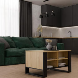 GreenSite MIX 4P dohányzóasztal, 90x50x58 cm, tölgy-fekete