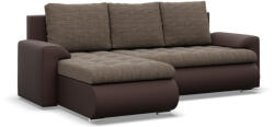 Greensite Tokio sarokkanapé, 2 ágyneműtartóval, fonott + műbőr, baloldali, barna