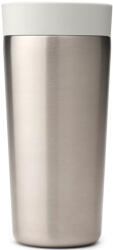 Brabantia Insulated Flask nagy termoszbögre hideg és forró italokhoz, snap lid benyomható fedővel, 360ml, rozsdamentes / világosszürke (228704)