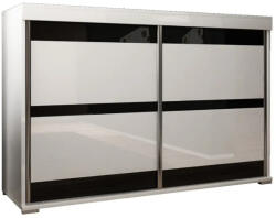  Tablet 5 140 Tolóajtós Komód 140cm, Fehér-Fekete (Komoda TABLET 5 140 jesion ciemny)