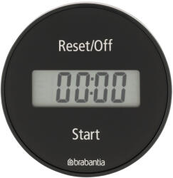 Brabantia TASTY+ digitális konyhai időzítő, mágneses rögzítéssel, LCD kijelző, elemes, üveg fedlap, sötétszürke (121968)