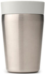 Brabantia Insulated Flask termoszbögre hideg és forró italokhoz, snap lid benyomható fedővel, 200ml, rozsdamentes / világosszürke (228742)