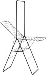 Brabantia beltéri ruhaszárító, 20m, felhajtható vállfa tartórúddal, 6db kampó, 12+10kg teherbírás, összecsukható, acél, matt fekete (403620) Ruhaszárító