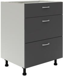  Benita 3 fiókos Alsó konyhaszekrény Antracit-Fehér 60x50x80 cm (912727)
