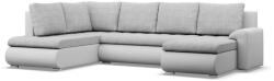 Greensite Tokio U sarokkanapé, 3 ágyneműtartóval, fonott + műbőr, baloldali, szürke - fehér