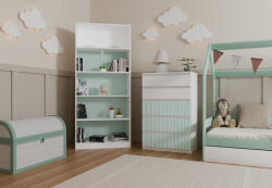 GreenSite MIX M5 ARTEO komód 109, 70x109.5x40 cm, fehér-mentazöld