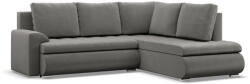 Greensite Tokio sarokkanapé, L alakú háttámlával, 2 ágyneműtartóval, bársony, jobboldali, világosszürke - primbutor