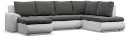 Greensite Tokio U sarokkanapé, 3 ágyneműtartóval, bársony + műbőr, jobboldali, szürke - fehér