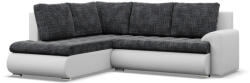 Greensite Tokio sarokkanapé, L alakú háttámlával, 2 ágyneműtartóval, fonott + műbőr, baloldali, sötétszürke - fehér