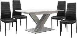 Proda Maasix WTS Magasfényű Fehér-Szürke X 4 személyes étkezőszett Fekete Coleta székekkel N - primbutor