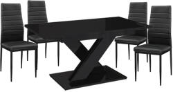 Proda Maasix BKG Magasfényű Fekete 4 személyes étkezőszett Fekete Coleta székekkel N