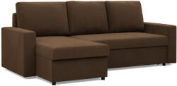 Greensite Zeus sarokkanapé, 2 ágyneműtartóval, egyenes kartámasz, szövet anyag, univerzális oldal, hab töltet, barna - primbutor