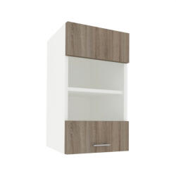 Proda Benita 1 ajtós Üveges Felső konyhaszekrény Sonoma Tölgy-Fehér 40x30x60 cm N (917456)