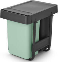 Brabantia Sort & Go beépített konyhai szemetes fix fedővel, kihúzható, 2x15L, sötétszürke és jáde zöld (232503)