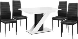 Proda Maasix WGBS Magasfényű Fehér-Fekete 4 személyes étkezőszett Fekete Coleta székekkel N