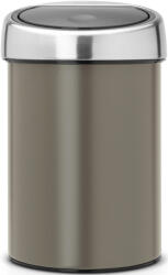 Brabantia Touch Bin nyomófedeles szemetes, 3L, acél platinaszürke test, rozsdamentes selyem fedő (364464)