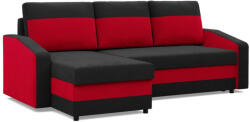 Greensite Hewlet sarokkanapé, 2 ágyneműtartóval, szövet anyag, univerzális oldal, bonell töltet, fekete - piros - primbutor