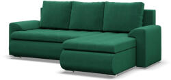 Greensite Tokio sarokkanapé, 2 ágyneműtartóval, bársony, jobboldali, zöld