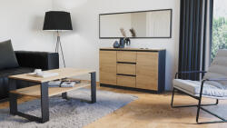 GreenSite MIX 2D3S/BA komód, 120x75x40 cm, antracit-tölgy (tölgy komódtetővel)