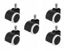 GreenSite Kerekek irodai székhez, forgószékhez, (5db-készlet), fekete-fehér