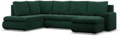 Greensite Tokio U sarokkanapé, 3 ágyneműtartóval, kordbársony, baloldali, zöld