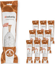 Brabantia PerfectFit méretpontos szemeteszsák, X méret, 10-12L, Multipack 200 zsák, 10 tekercs, 20 zsák/tekercs (138089)