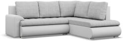 Greensite Tokio sarokkanapé, L alakú háttámlával, 2 ágyneműtartóval, fonott + műbőr, jobboldali, szürke - fehér
