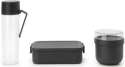Brabantia Make & Take Breakfast and Lunch Set reggeliző és ebéd szett - kulacs 0, 5L + reggeliző csésze 0, 6L + ebéddoboz 1, 1L, műanyag, sötétszürke (206740)