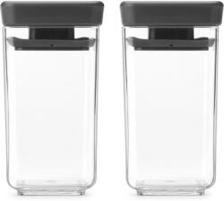 Brabantia tárolóedény készlet, 2db-os, 2x0, 15L, halmozható, légmentesen záró fedő, sötétszürke (101137)