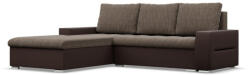 Greensite Toronto sarokkanapé, 2 ágyneműtartóval, fonott + műbőr, baloldali, barna