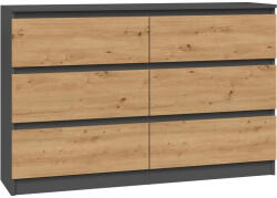 GreenSite M6 120 2x3, fiókos szekrény, antracit-tölgy