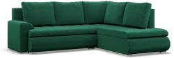 Greensite Tokio sarokkanapé, L alakú háttámlával, 2 ágyneműtartóval, bársony, jobboldali, zöld - primbutor