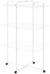 Brabantia 3 szintes ruhaszárító torony kerekekkel, 23m, 25kg teherbírás, összecsukható, acél, fehér Ruhaszárító