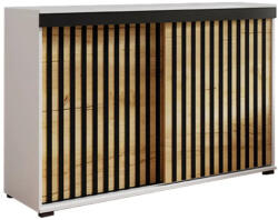  Malani Duplo 140 Tolóajtós Komód 140cm, Fehér- Arany Tölgy (Komoda MALANI DUPLO 140 bialy + craft zloty 140x45x94cm)