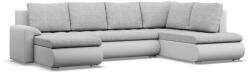 Greensite Tokio U sarokkanapé, 3 ágyneműtartóval, fonott + műbőr, jobboldali, szürke - fehér - primbutor