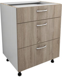 Proda Benita 3 fiókos Alsó konyhaszekrény Sonoma Tölgy-Fehér 60x50x80 cm N (911980)