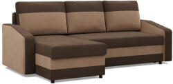 Greensite Hewlet sarokkanapé, 2 ágyneműtartóval, szövet anyag, univerzális oldal, hab töltet, barna - primbutor