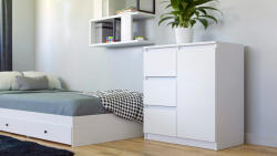 GreenSite 1D3S komód, 40x80x75 cm, fehér - primbutor