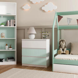 GreenSite MIX M3 ARTEO komód, 70x75x40 cm, fehér-mentazöld