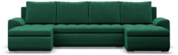 Greensite Tokio U alakú sarokkanapé, 3 ágyneműtartóval, bársony, univerzális oldal, zöld - primbutor