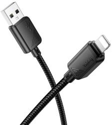 hoco. X113 adatkábel (USB - lightning, 2.4A, gyorstöltő, 100cm) FEKETE (X113_BLACK)