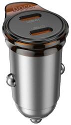 hoco. NZ16B autós töltő 2 Type-C aljzat (45W, PD gyorstöltő 3.0) SÖTÉTSZÜRKE (NZ16B)