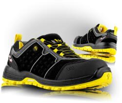 VM Footwear INDIANA 8125-S1PL ESD / Biztonsági ESD alacsony szárú cipő S1PL, fém alkatrészek nélkül - fekete/sárga 42 (8125-S1PLESD-42)