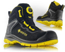 VM Footwear LIVERPOOL 8010-S7L / Biztonsági bokacsizma, BOA® Fit System, GORE-TEX® membrán - fekete/sárga 43 (8010-S7L-43)
