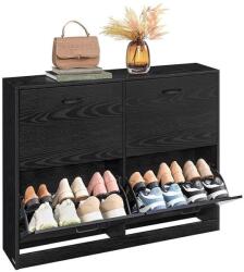 VASAGLE Cipősszekrény 4 lehajtható rekesszel 24 x 105, 5 x 83 cm, fekete (LBC035B01) - tutihome
